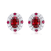 ECB7002银镀18K白金蛋形培育红宝宫廷风鸽子蛋耳环8*6mm/1.5ct*2粒 1